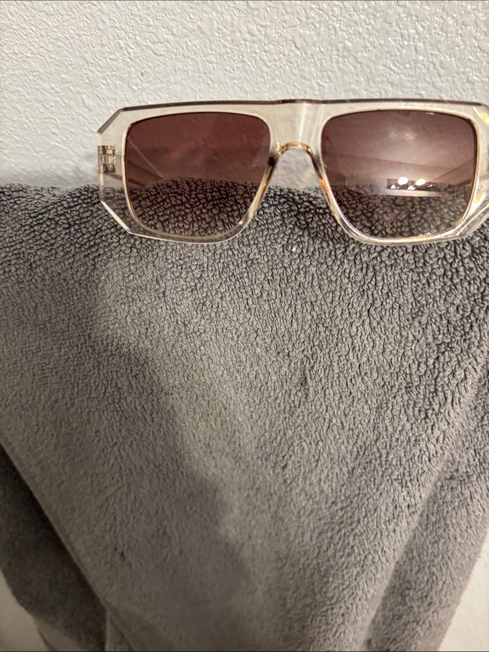 Transparent Frame Sunglasses with Brown Lenses - Women's Chic Shades
